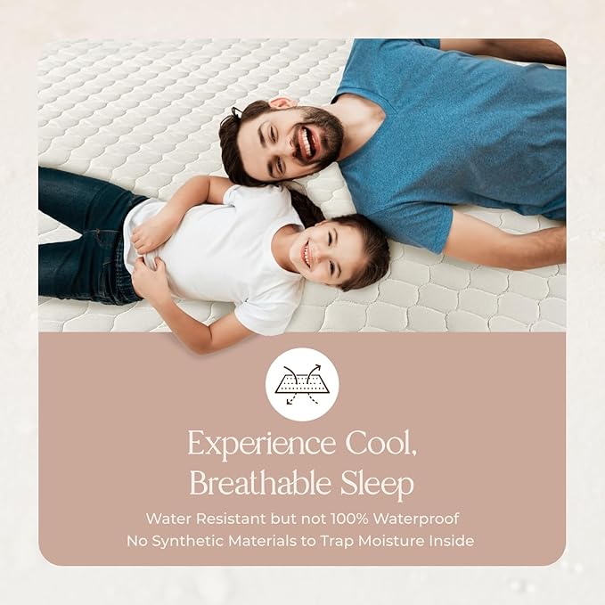 100% Cotton Organic Mattress Pad - Breathable, Cooling, Not Waterproof Mattress Protector Twin Size - Premium 300GSM Quilted and Noiseless Machine Washable Organic Mattress Protector (White, Twin)