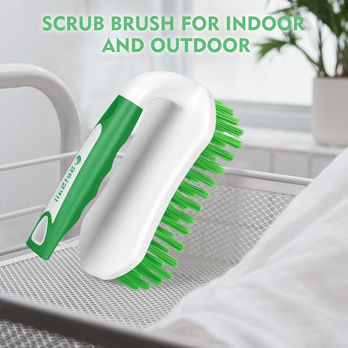 SetSail Scrub Brush, Heavy-Duty Scrub Brushes for Cleaning with Stiff Bristles Cleaning Brush for Shower, Bathroom, Carpet, Kitchen and Bathtub Scrubber - 2 Pack Green