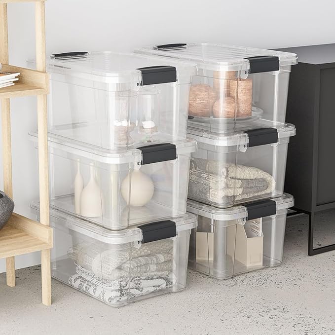 Superio Clear Storage Boxes with Lids, 1.27 Quart Plastic Container Bins for Organizing, Stackable Crates, BPA Free, Non Toxic, Odor Free, Organizers for Home, Office and Dorm, 2 Pack