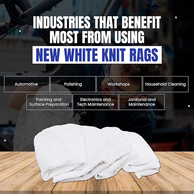 Premium White T-Shirt Cleaning Rags (10 lbs. Bag) – White Cotton Rags for Cleaning, Staining, Painting, Oil, Grease & Dust Removal – Shop Rags Bulk for Multipurpose use