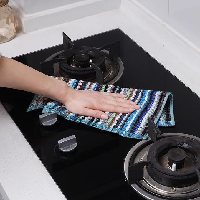 Oeleky Kitchen Dishcloths for Washing Dishes, Ultra Absorbent Dish Rags, Cotton Cleaning Cloths Pack of 8, 12x12 Inches