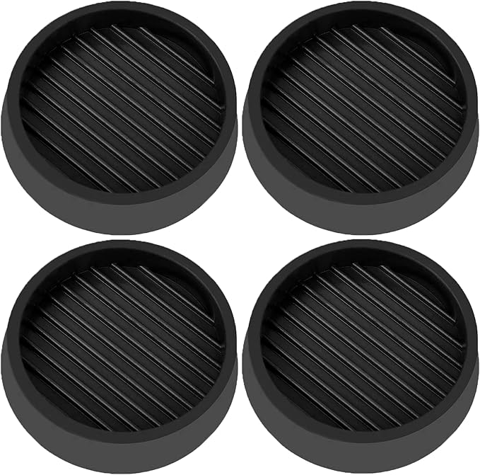 4X4 Round Rubber Caster Cups, Non Slip Furniture Pads, Anti-Slip Gripper, Anti Skid Furniture Feet, Anti Slide Floor Protector for Bed Couch Table Chair Stoppers (Black, 4 Pack)