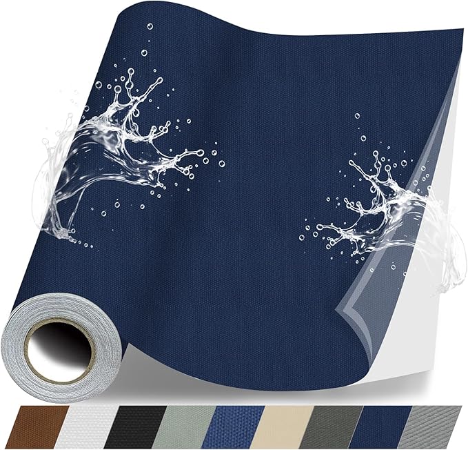 Fabric Repair Patches, 17X79 Inch Canvas Self-Adhesive Fabric Patches Tape Durable, DIY Large Canvas Repair for Sofa, Couches, Furniture, Chair, Clothing （17X79 Inch, Dark Blue）