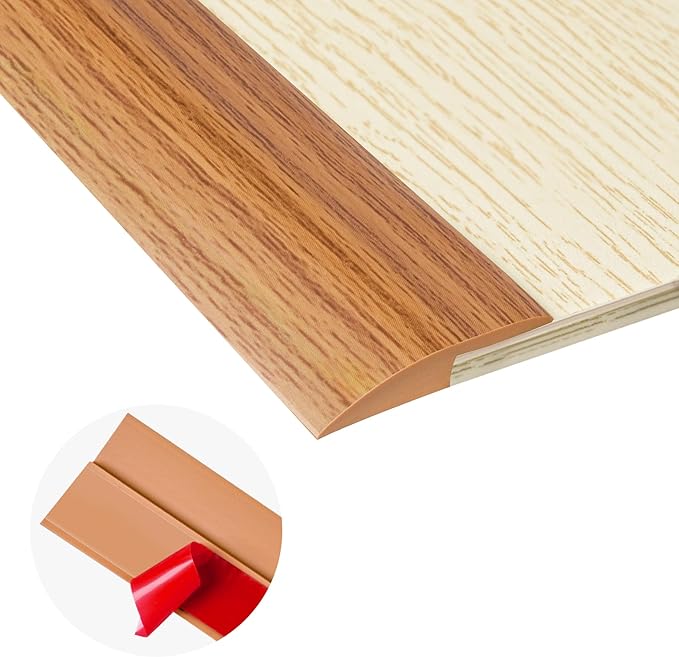 20Ft Carpet Floor Transition Strip, Self Adhesive Floor Edging Trim Strip, PVC Threshold Cover for Doorway, Floor Divider Strip Suitable for Threshold Height Less Than 5 mm - Light Brown Coffee