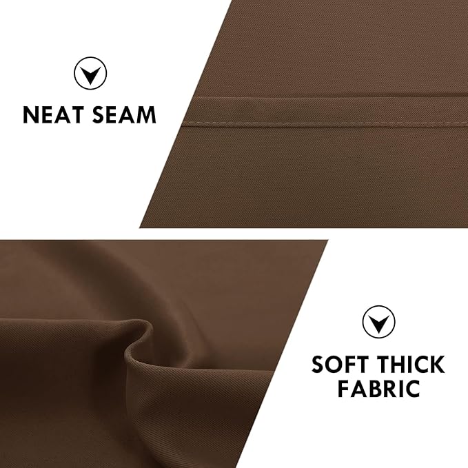 DWCN Blackout Curtains for Living Room Thermal Insulated, Energy Saving & Noise Reducing Bedroom Curtains, Brown, W 70x L 63 Inch, Set of 2 Rod Pocket Curtain Panels