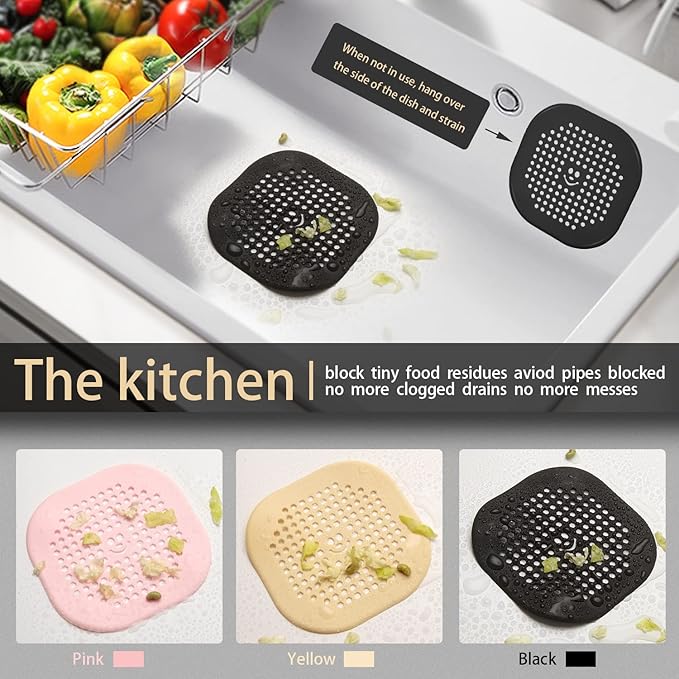 2 Pack Drain Cover Hair Catcher Drain Plug Hair Stopper Drain Protector for Shower Bathroom Accessories Bathtub Deep Grey
