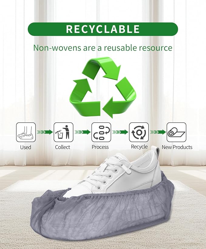 100Pcs(50 Pairs) Non-Woven Shoe Covers Disposable Non Slip for Indoors, Breathable | Durable | Boot Covers, Fits Up to Size 13 US Men (Gray)