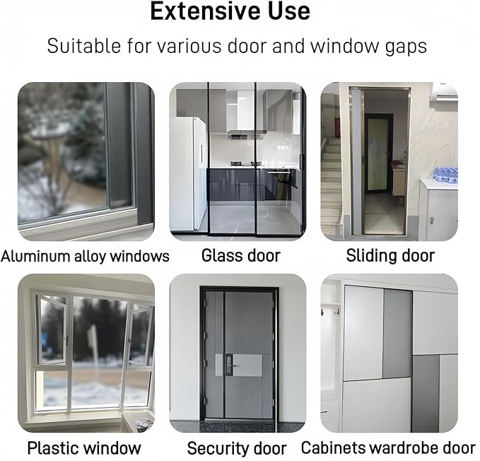 33 Ft Self-Adhesive Weather Stripping Door Seal Strip for Door Window, 0.35" Wide x 0.59" Thick, Gray