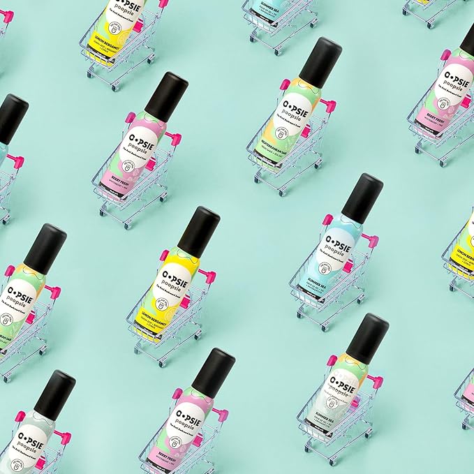 Oopsie Poopsie Toilet Spray - 4 Scents, Portable Original Odor Deodorizer Scents - Poop Spray for Toilet | Citrus, Lavender, Mint & Lemon Pre Poo Air Freshener Spray, 2oz Travel Size Bottles