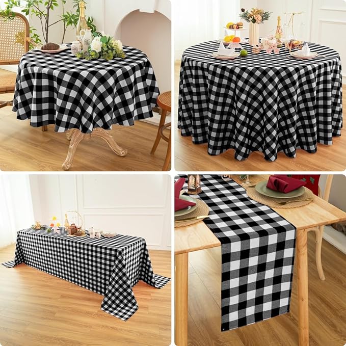 Classic Gingham Buffalo Tablecloth Fabric - Oblong 90x156 Inch Water Proof Checkered Table Cloth for Indoor Outdoor - Table Cover for Birthday, Picnics, BBQs, and Parties