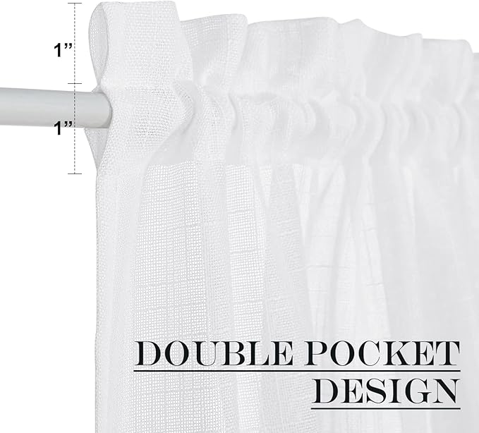 NICETOWN French Door Curtains for Sliding Glass, 80 inch Long Curtains for Living Room Bedroom Window Cover Half Privacy Semi Sheer Front Panels for Back Door Window, 1 PC, White, 26" Wide