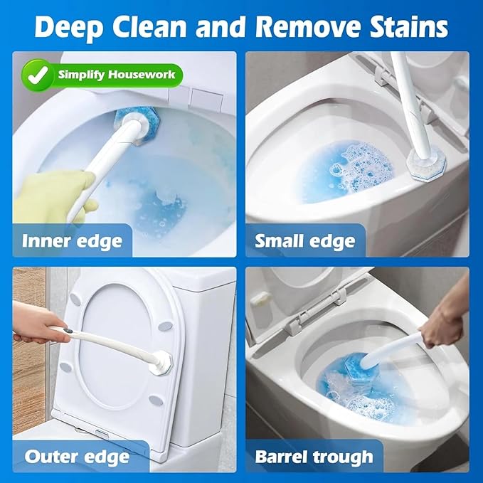 Disposable Toilet Wand Refill Compatible with Clorox Toilet Brush, 60 Count Disposable Heads for Deep Cleaning