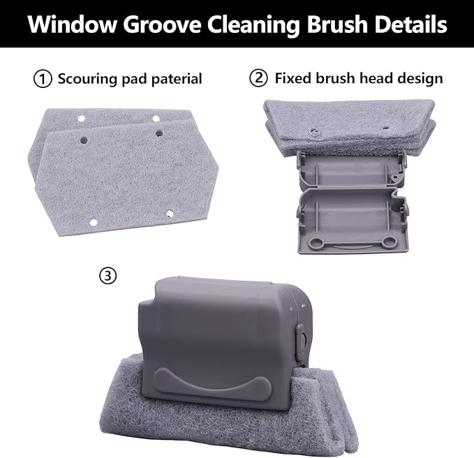 Koishu Magic Window Groove Cleaning Brush, Hand-held Window Track Cleaner Brushes Tools Set, Sliding Door Track Cleaner, Sill, Tile Lines, Shutter, Car Vents, Keyboard, Small Spaces Clean