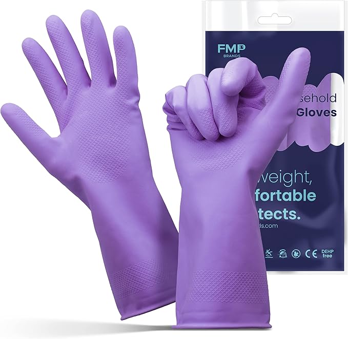 FMP Brands 3/6/12/60 Pairs Cleaning Gloves, Waterproof Rubber Gloves for Washing Dishes, Non-Slip Latex Dishwashing Gloves