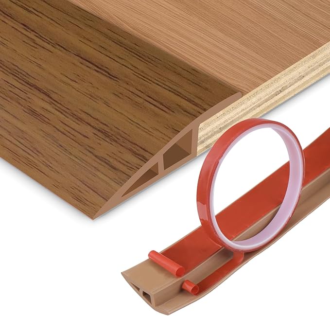 Floor Transition Strip Vinyl Door Threshold Ramp Self Adhesive Carpet Edging Strip Doorway Edge Trim, Overlap Edge Reducer for Laminate Carpet, Floor, Tile (Orange Oak, 2/5" to 3/5", 6.6Ft)