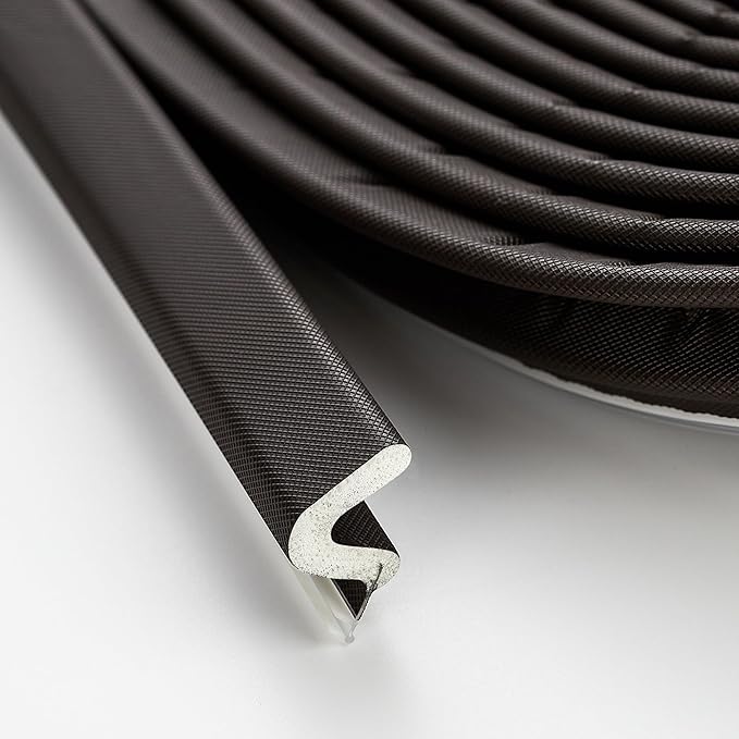 Weather Stripping Door Seal Strip - Soundproof Q-Shaped Foam for Exterior Door Frame, Large Gap Seal, Noise Cancelling, Easy to Install (Brown, 26FT)