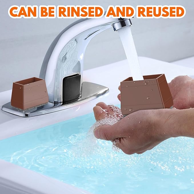 Rectangle Chair Leg Protectors for Hardwood Floors,16 PCS Silicone Covers to Protect Wood Tile Floors Felt Pads Furniture Leg Caps Reduce Noise. Easy to Move.(Brown,2 x 4 cm,Rectangle)
