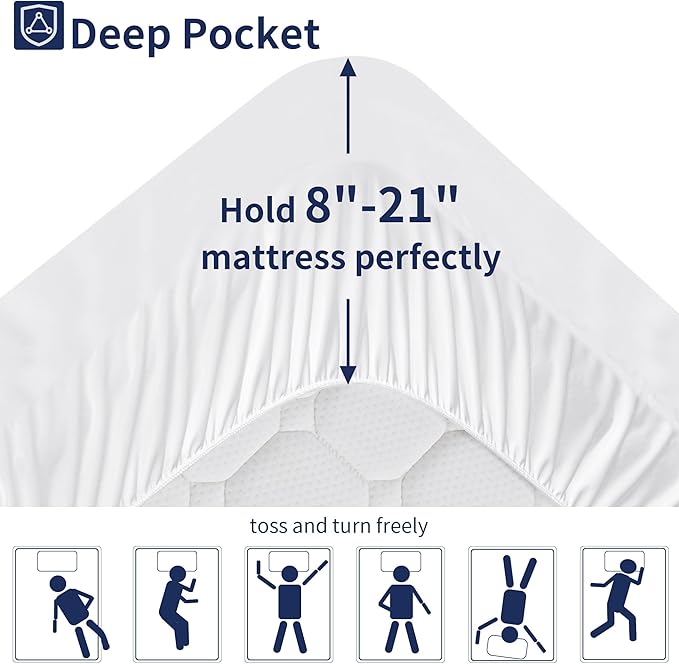 Mattress Topper Twin Extra Thick Mattress Pad Cover for Back Pain Cooling Mattress Protector with 8-21 Inch Deep Pocket Overfilled Down Alternative Filling White