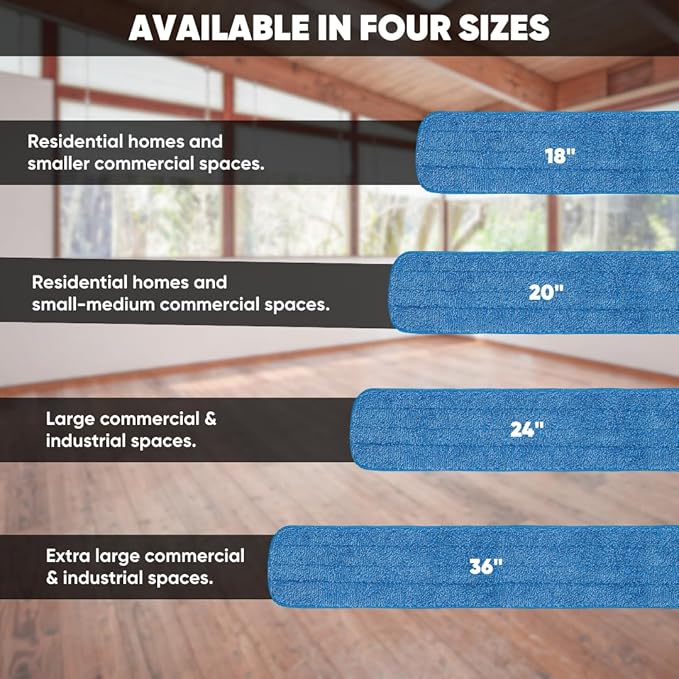 Microfiber Wholesale 24 inch Microfiber Mop Pads - Machine Washable, Reusable, Refills & Replacement Wet Mop Heads Compatible with Any Microfiber Flat Mop System (3 Pack)