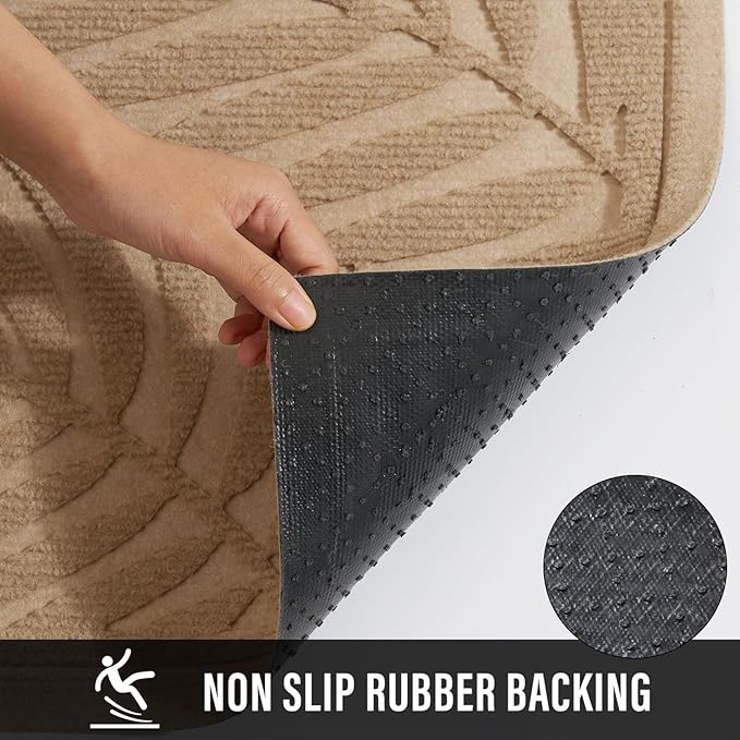 Front Door Mat, Absorbent Resist Dirt Welcome Door Mat Indoor Outdoor, Waterproof Doormat, Sturdy Non Slip Backing, Fade Resistant, Low Profile Entry Mat for Entryway, 29×17, Beige