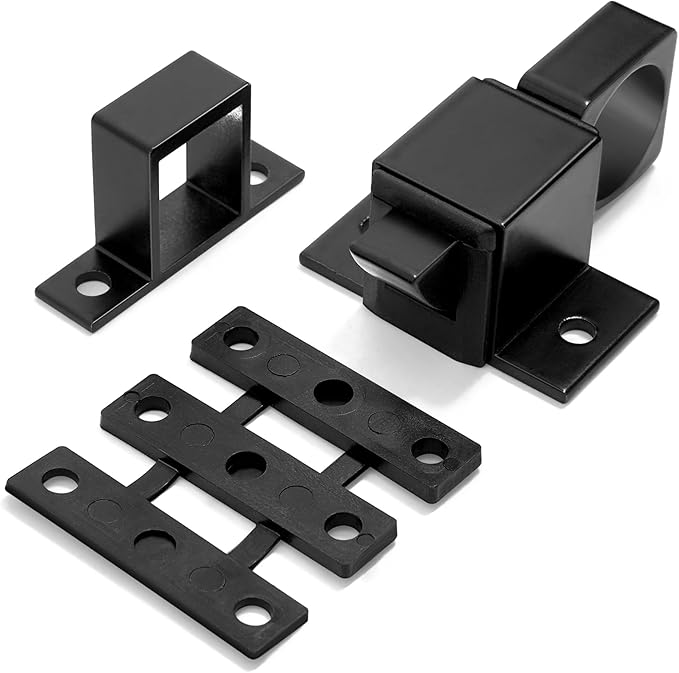 4 Packs Self-Closing Latches, Black Spring Door Lock, Aluminum Alloy Automatic Gate Latch with Spring Loaded Pin, Security Window & Cabinet Lock