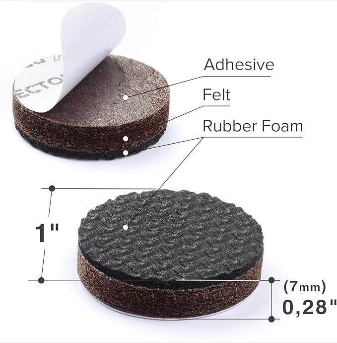 Non Slip Furniture Pads 16 pcs 1" X-Protector - Premium Furniture Grippers! Self-Adhesive Rubber Feet Furniture Feet - Ideal Non Skid Furniture Pad Floor Protectors - Keep Furniture in Place!