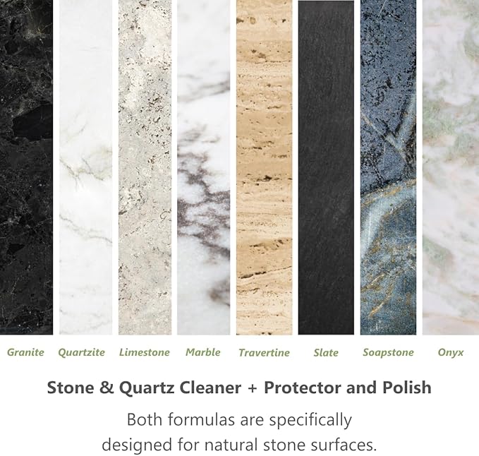 MORE - Twin Pack - Includes Stone & Quartz Cleaner + Polish - Granite, Quartz & Marble Cleaner & Polish - For Kitchen & Bathroom Countertops - Pack of 2 16oz Sprays - Lavender Verbena