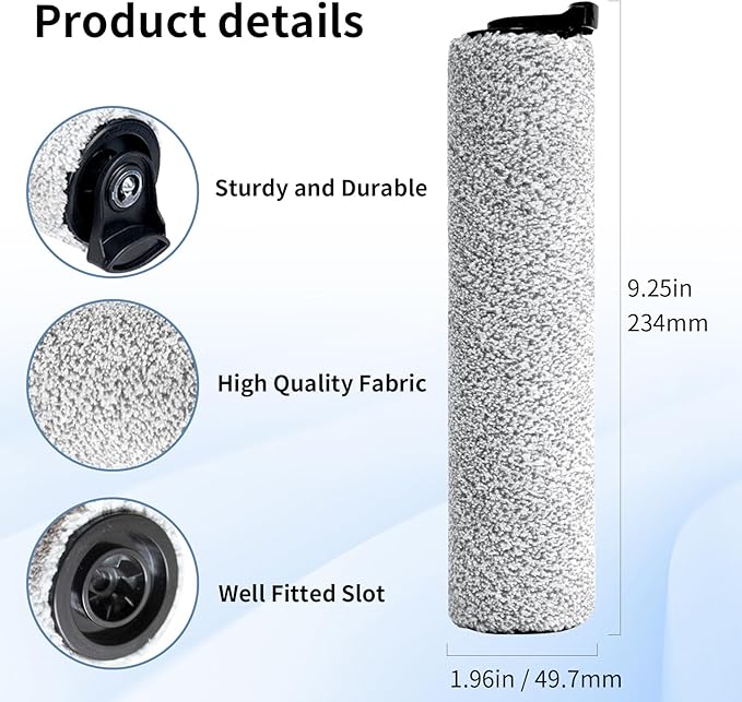 keluke Roller Brush Replacement Compatible with Tineco iFloor 3,Floor One S3, iFloor 2 Cordless Vacuum Cleaner, Replacement Parts Include 2 Brush Rollers