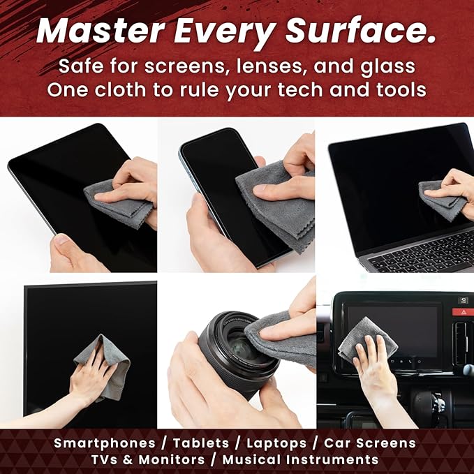 BELLEMOND「Samurai Cloth」Japanese Microfiber Cleaning Cloth | Washable, Reusable, Lint Free Cloth for Phones, Laptops, Lenses, Screens & Electronics | Made in Japan | Medium | 2 Pack