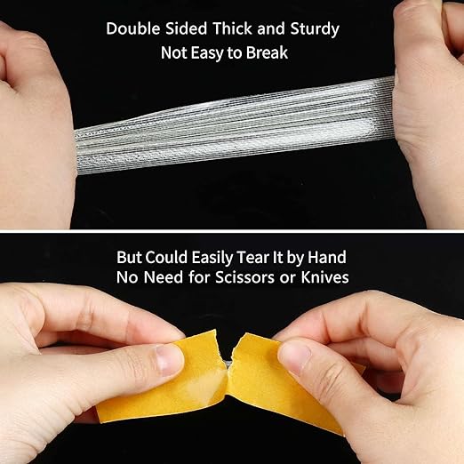 2Pack Double Sided Tape Heavy Duty, 2in x 66FT (132FT Total), Super Sticky Resistente Clear Tape, Universal High Tack Strong Wall Adhesive with Fiberglass Mesh,Easy Use Mounting Tape