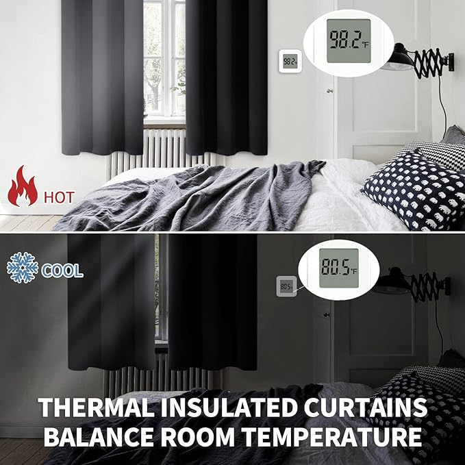 BGment Black Out Thermal Curtains 63 Inch Length for Bedroom 2 Panels - Room Darkening Window Drapes with Rod Pocket Insulated Blinds Privacy for Living Room, 42 x 63 Inch