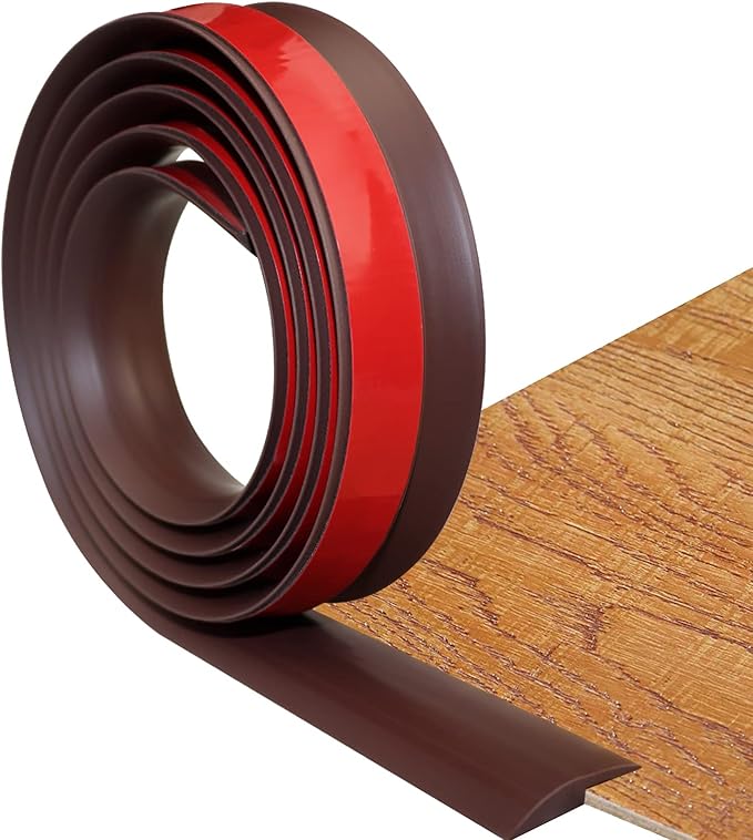 Floor Transition Strip Self Adhesive Carpet & Flooring Transitions Edging Trim Strip PVC Threshold Transitions Suitable for Threshold Height Less Than 3mm (10Ft, Brown)