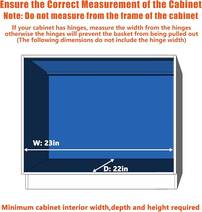 Pull Out Cabinet Organizer 22½" W x 21½" D, Heavy Duty Cabinet Pull Out Shelves, Slide Out Drawers Organization for Kitchen Cabinets Bathroom