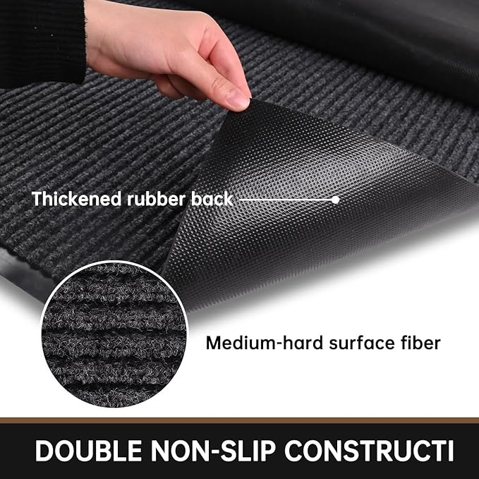 Front Door Mat, 10' x 36" Heavy Duty Indoor Outdoor Doormat, Non-Slip Welcome Mats for Entryway, Rubber Backing Low Profile Commercial Door Mats