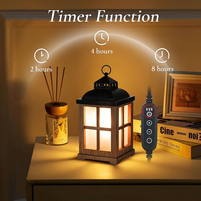 Wax Melt Warmer with Timer: Farmhouse Lantern Candle Warmer Electric Tart Burner with Lid for Scented Wax