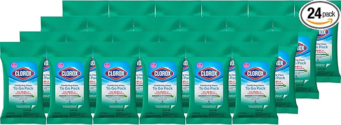 Clorox Disinfecting On The Go Travel Wipes, Fresh Scent, 9 Count, Pack of 24 (Package May Vary)