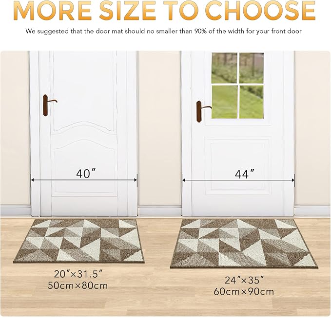 hicorfe Indoor Doormat,24"x35" Front Back Door Mat Rubber Backing Non Slip Door Mats,Low-Profile Absorbent Resist Dirt Entryway Doormat Inside Floor Mats for Entrance