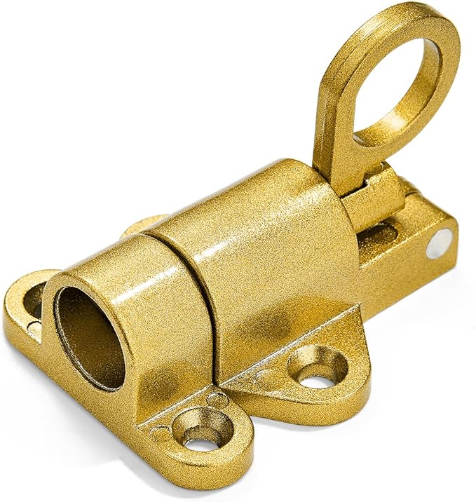 3 Packs Self-Closing Latches，Gold Spring Door Lock，Resilient Bolt Latch Aluminum Alloy Safety Automatic Spring Barrel Slide Door Lock with Screws,Used for Gate,Window and Cabinet etc