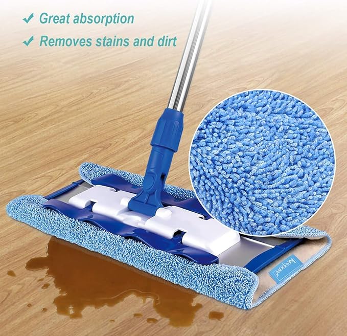 KEEPOW Microfiber Cleaning Cloth Compatible with MR.SIGA Professional Microfiber Mop for Hardwood, Wet & Dry Mopping Pads for Floor Cleaning, Pack of 3