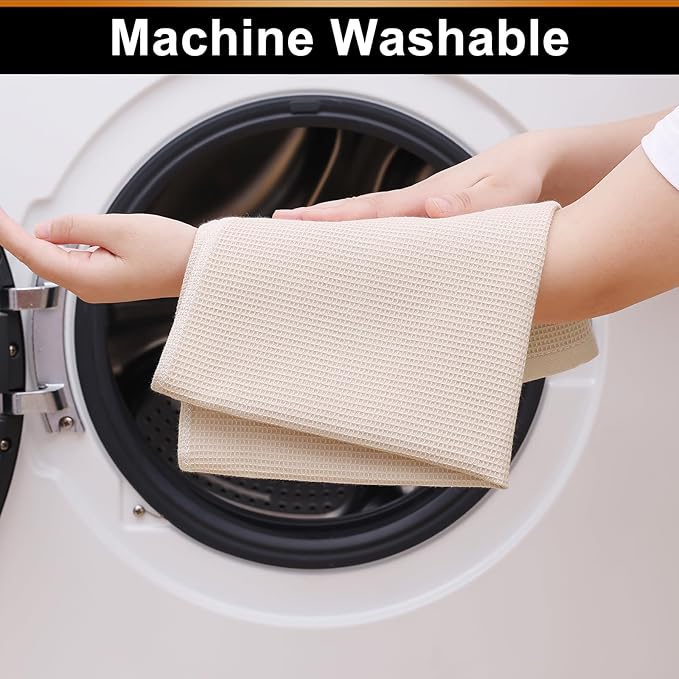 Homaxy 100% Cotton Waffle Weave Kitchen Towels - 4 Pack Soft and Absorbent Dish Towels - 16 x 26 Inches Quick Dry Hand Towels - Beige