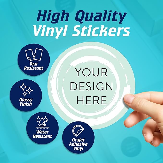 100 Custom Vinyl Stickers - Upload Your own Image, Text, Design, Logo - Personalized Logo Labels for Handmade, Packaging, Bottle, Jars, Candle, Brand Stickers (Mint, 5x5)