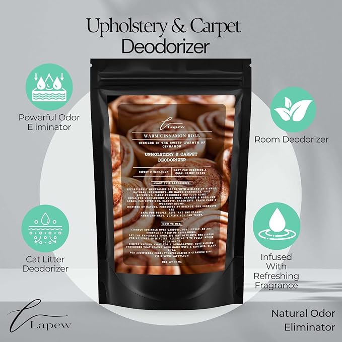 Warm Cinnamon Roll Carpet Freshener Powder 16 oz | Powerful Odor Eliminator for Home | Upholstery Deodorizer | Carpet Deodorizer | Pet Urine | Cat Litter Box