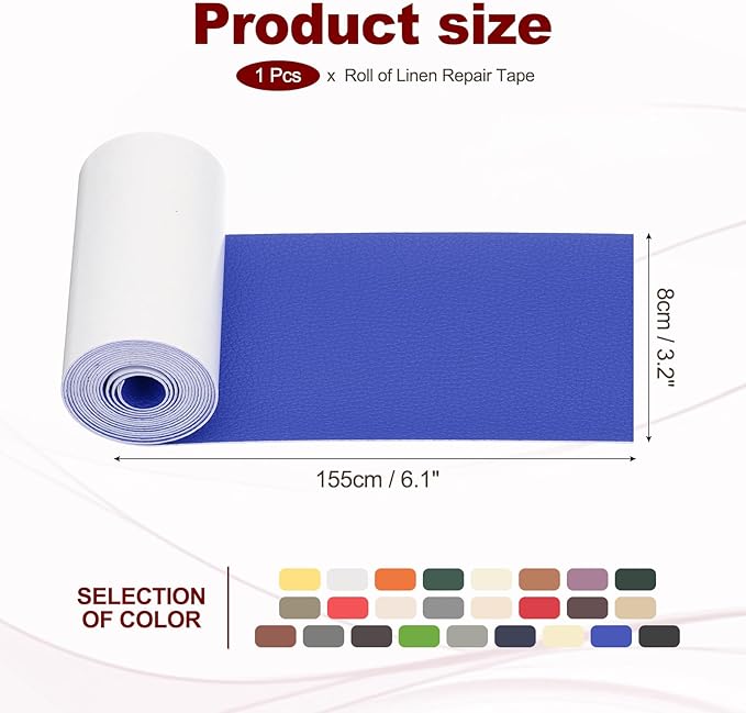 PATIKIL Leather Patches Tape for Furniture, 3.2 x 61 Inch Self Adhesive Vinyl Leather Repair Kit Cover Sheet for Couch, Sofa, Car Seats, Office Chair, Dark Blue