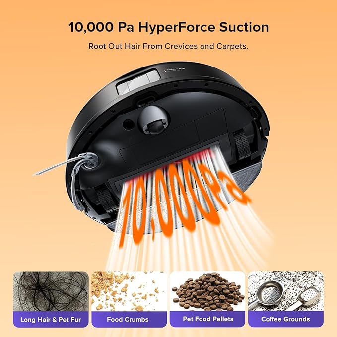 roborock Q10 S5+ Robot Vacuum and Mop, 10,000Pa Suction, Upgraded from Q8 max+, 70 Days Self-Emptying, Obstacle Avoidance, Sonic Mopping, Dual Anti-Tangle Design, Auto Mop Lifting, Ideal for Pet Hair