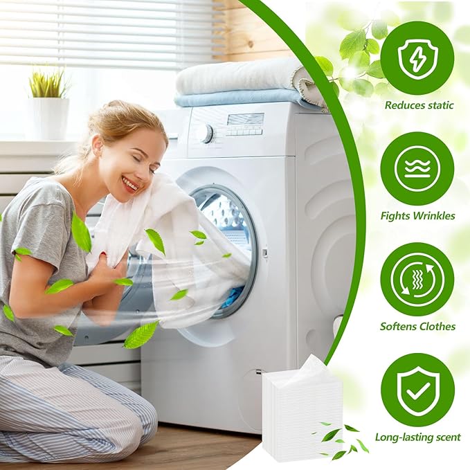 600 Count Unscented Dryer Sheets Fabric Softener Fresh Scent Dryer Sheets Bulk Naturally Softens and Removes Static Cling, Ideal for Large Households, Sensitive Skin