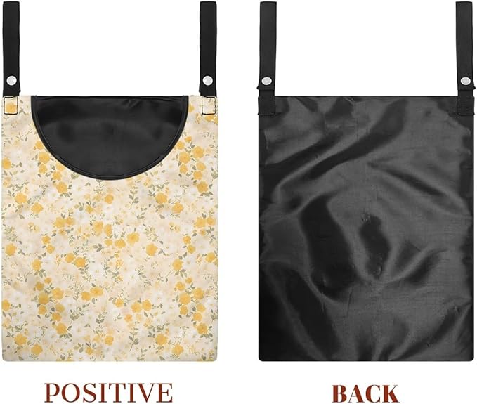 Clothespin Bag with Large Capacity for Mini and Wooden Clothespins with Large Opening Storage Organizer Laundry Hanging Bag - Floral Pattern