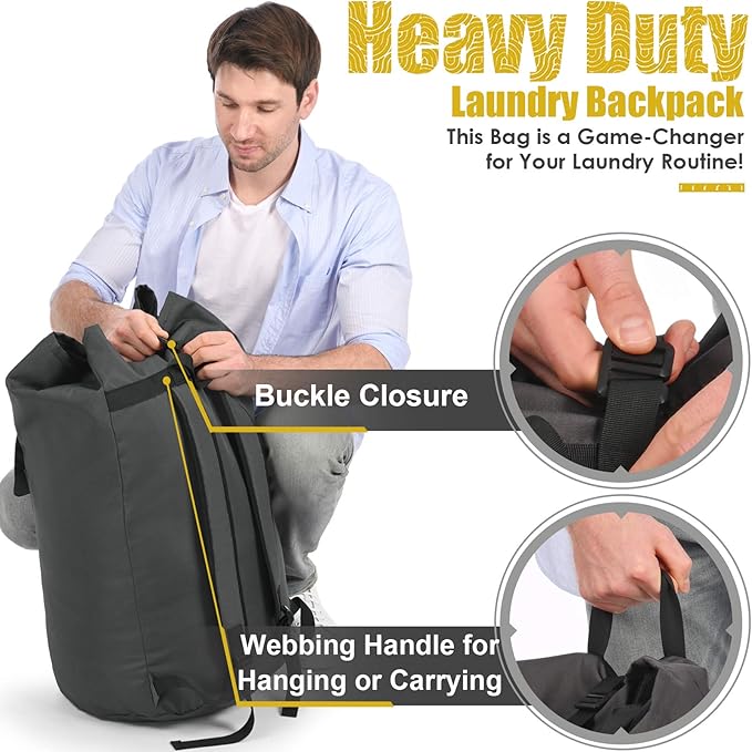 Laundry Backpack Bag, 115L Extra Large Laundry Bags with straps, Heavy Duty Laundry Bag Backpack, Portable Dirty Clothes Bag for College Dorm, Apartment, Laundromat, College Laundry Bag