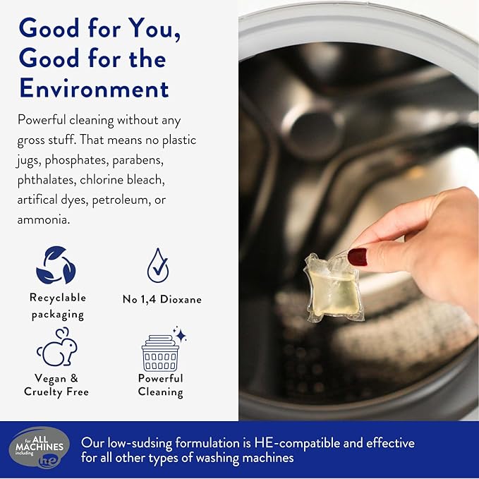 Clean People Laundry Detergent Pods - Recyclable Packaging, Hypoallergenic, Stain Fighting - Ultra Concentrated, Laundry Soap - Spring, 192 Pack