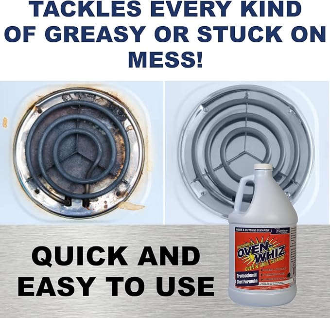 1 Gallon (128 Oz.) Oven-Whiz Oven & Grill Cleaner by FryOilSaver Co., Removes Tough Stains, Carbon, Grease & Food Burnt for BBQ Grills, Ovens, Grates for Home Kitchens, Restaurant, Food Trucks & Diner