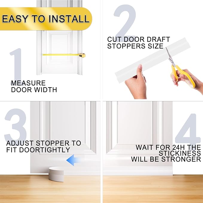 Door Draft Stopper,Door Sweep for Bottom of Door,Weather Stripping Door Seal Draft Guard Blocker Noise Cold Air Insulation Soundproofing for Exterior Interior Home Improvement(White, 39")
